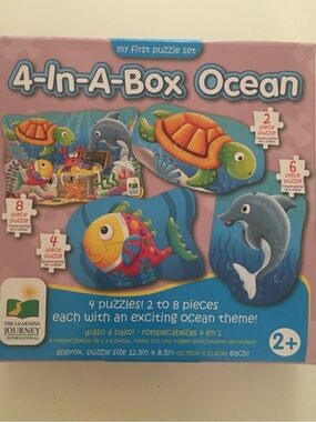 4-In-A-Box Ocean Puzzle Set - Colorful Ocean Animals NEW Ages 2T+